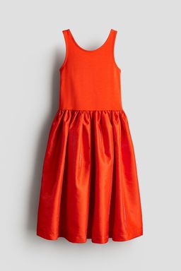 H&M - Girls Orange Satin-Skirt Jersey Dress