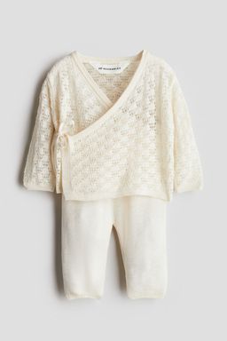 H&M - Boys Beige 2-Piece Silk-Blend Cardigan And Trousers Set