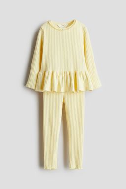 H&M - Girls Yellow 2-Piece Rib-Knit Set