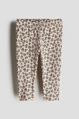 H&M - Girls Beige Printed Cotton Leggings