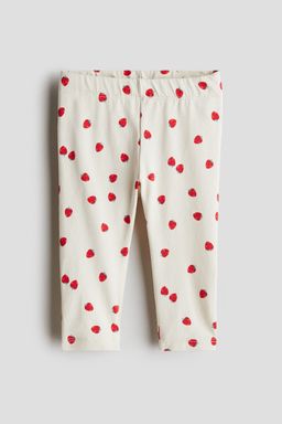H&M - Girls Beige Printed Cotton Leggings