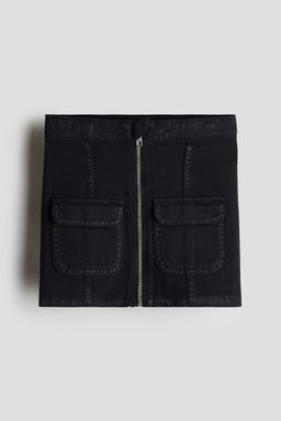 H&M - Girls Black Cotton Twill Skirt