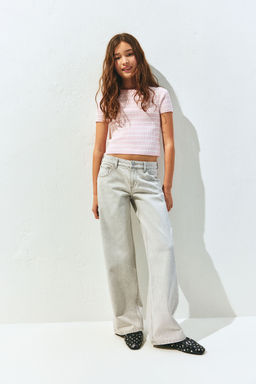 H&M - Girls Grey Wide Leg Low Jeans