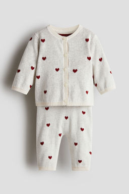 H&M - Girls White 2-Piece Fine-Knit Set