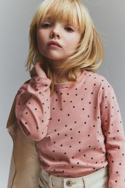 H&M - Girls Pink Printed Cotton Top