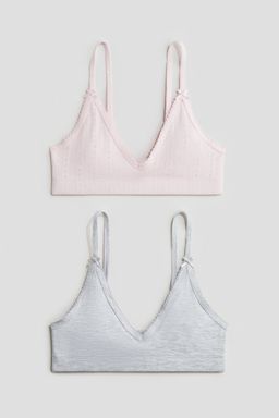 H&M - Girls 2-Pack Picot-Trimmed Crop Tops