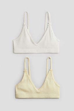 H&M - Girls 2-Pack Picot-Trimmed Crop Tops