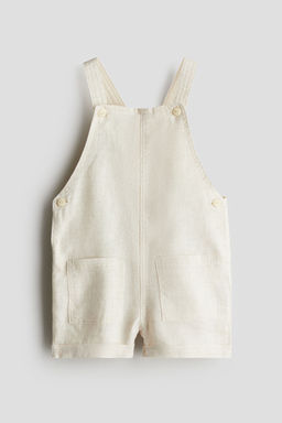H&M - Boys Beige Linen Dungaree Shorts
