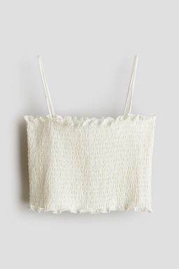 H&M - Girls White Smocked Crop Top