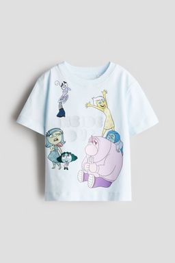 H&M - Girls Blue Print-Motif Cotton T-Shirt