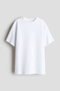 H&M - Girls White Loose-Fit Scuba T-Shirt