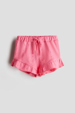 H&M - Girls Pink Broderie Anglaise Jersey Shorts