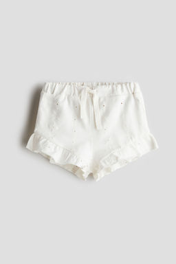 H&M - Girls White Broderie Anglaise Jersey Shorts