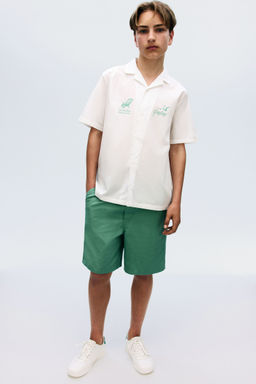 H&M - Boys Green Cotton Twill Shorts