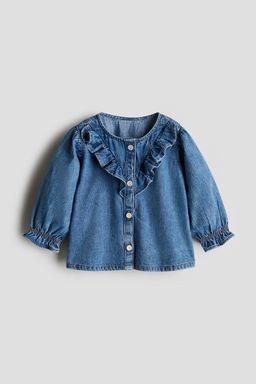 H&M - Girls Blue Flounced Denim Blouse