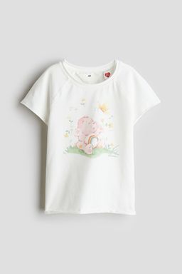 H&M - Girls White Print-Motif Jersey Top