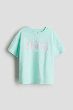 H&M - Girls Turquoise Oversized Cotton T-Shirt