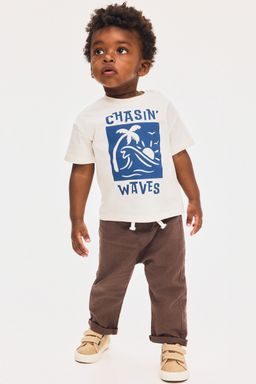 H&M - Boys Beige Linen-Blend Joggers