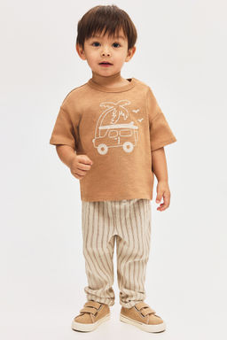 H&M - Boys Beige Linen-Blend Joggers