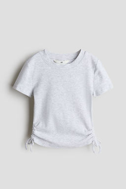 H&M - Girls Grey Drawstring-Detail Jersey Top