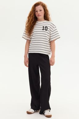 H&M - Girls Black Textu Jersey Trousers