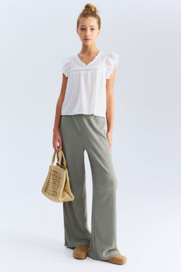 H&M - Girls Green Textu Jersey Trousers