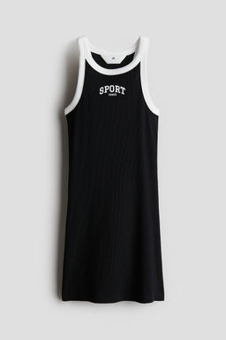 H&M - Girls Black Ribbed Cotton Dress