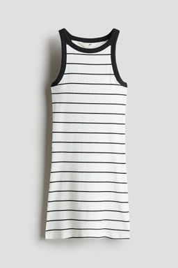 H&M - Girls White Ribbed Cotton Dress