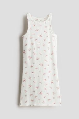 H&M - Girls White Ribbed Cotton Dress