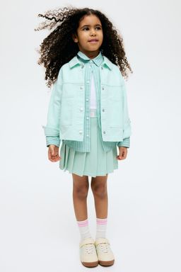 H&M - Girls Green Pleated Fine-Knit Skirt