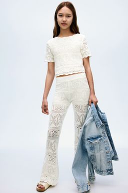 H&M - Girls White 2-Piece Crochet-Look Set