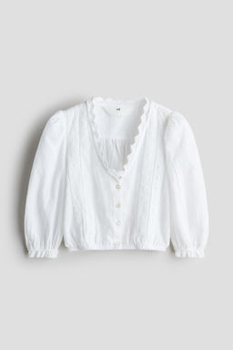 H&M - Girls White Broderie-Anglaise Blouse