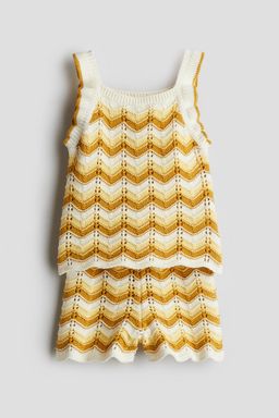H&M - Girls Yellow 2-Piece Cotton Pointelle-Knit Set