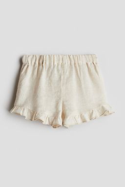 H&M - Girls Beige Frilled Linen Shorts