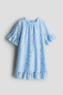 H&M - Girls Blue Frill-Trimmed Lace Dress
