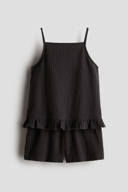 H&M - Girls Grey 2-Piece Cotton Strappy Top And Shorts Set