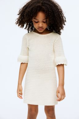 H&M - Girls White Crochet-Look Cotton Dress