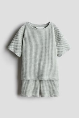H&M - Boys Green 2-Piece Waffled Jersey Set