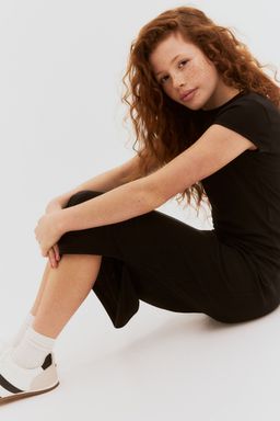 H&M - Girls Black 2-Piece Ribbed Top And Skirt Set