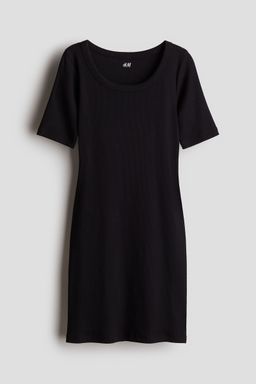 H&M - Girls Black Ribbed Cotton Dress