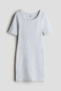 H&M - Girls Grey Ribbed Cotton Dress