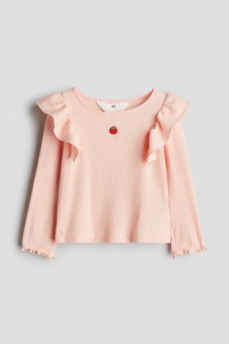 H&M - Girls Pink Flounced Cotton Jersey Top