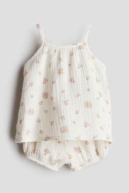 H&M - Girls White 2-Piece Cotton Muslin Set