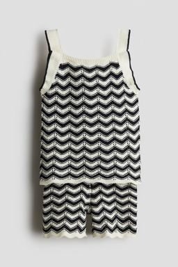H&M - Girls White 2-Piece Cotton Pointelle-Knit Set