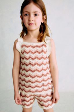 H&M - Girls White 2-Piece Cotton Pointelle-Knit Set