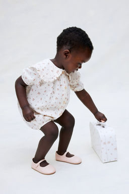 H&M - Girls White Cotton Muslin Romper Suit