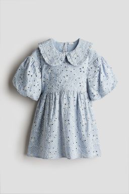 H&M - Girls Blue Broderie Anglaise Cotton Dress