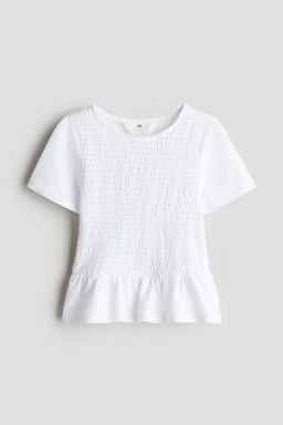 H&M - Girls White Smocked Peplum Top