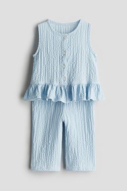 H&M - Girls Blue 2-Piece Seersucker Set