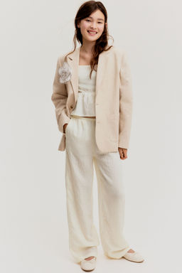 H&M - Girls White Tie-Detail Trousers